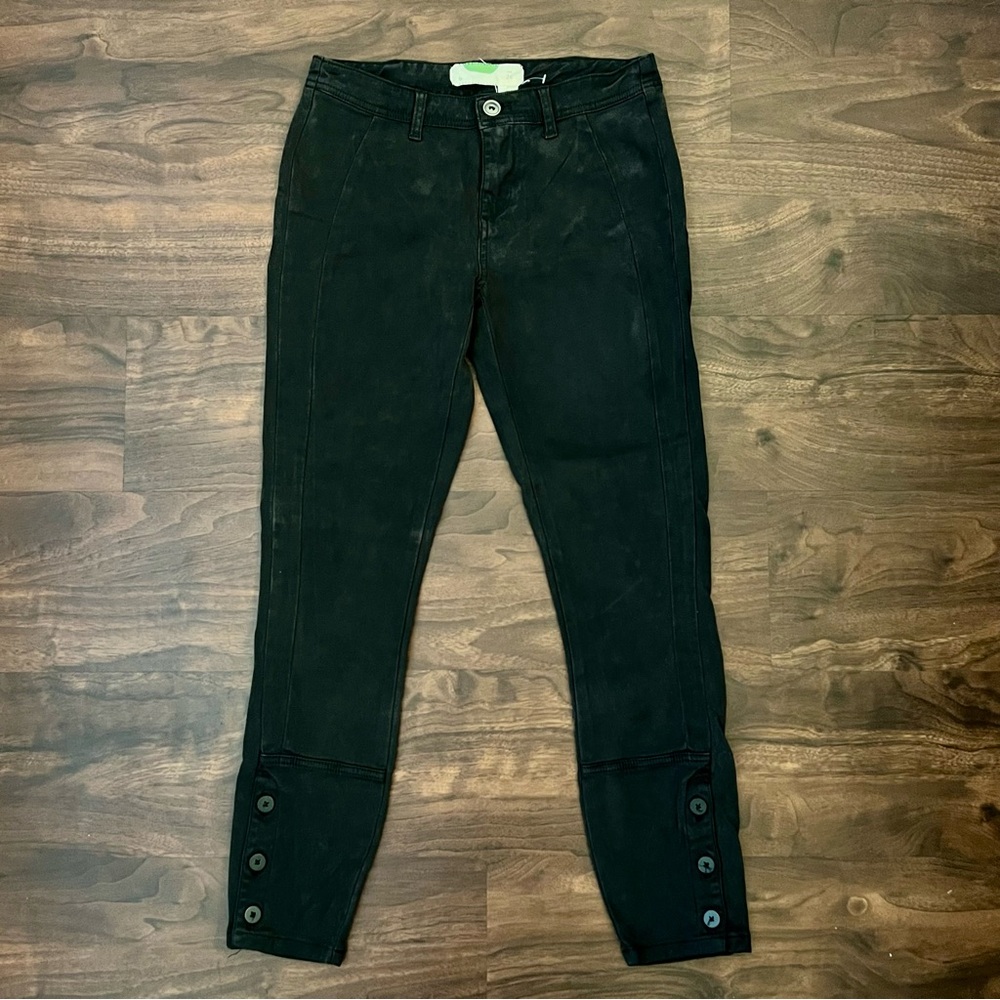 Anthropologie Pants Black Button Ankle Slim Skinny Lyocell Women’s Size 26 NWOT